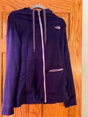The North Face Purple Full-Zip Hoodie Jacket with Pink Accents
